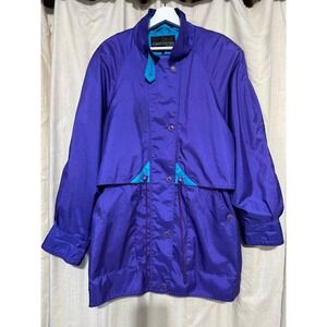 Vintage Forecaster of Boston Unisex Purple Teal Windbreaker Rain Jacket Size‎ L